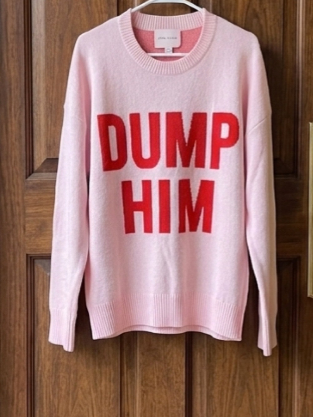 Knox Rose Graphic Soft Pink “Dump Him “Sweater Size Small Oversized